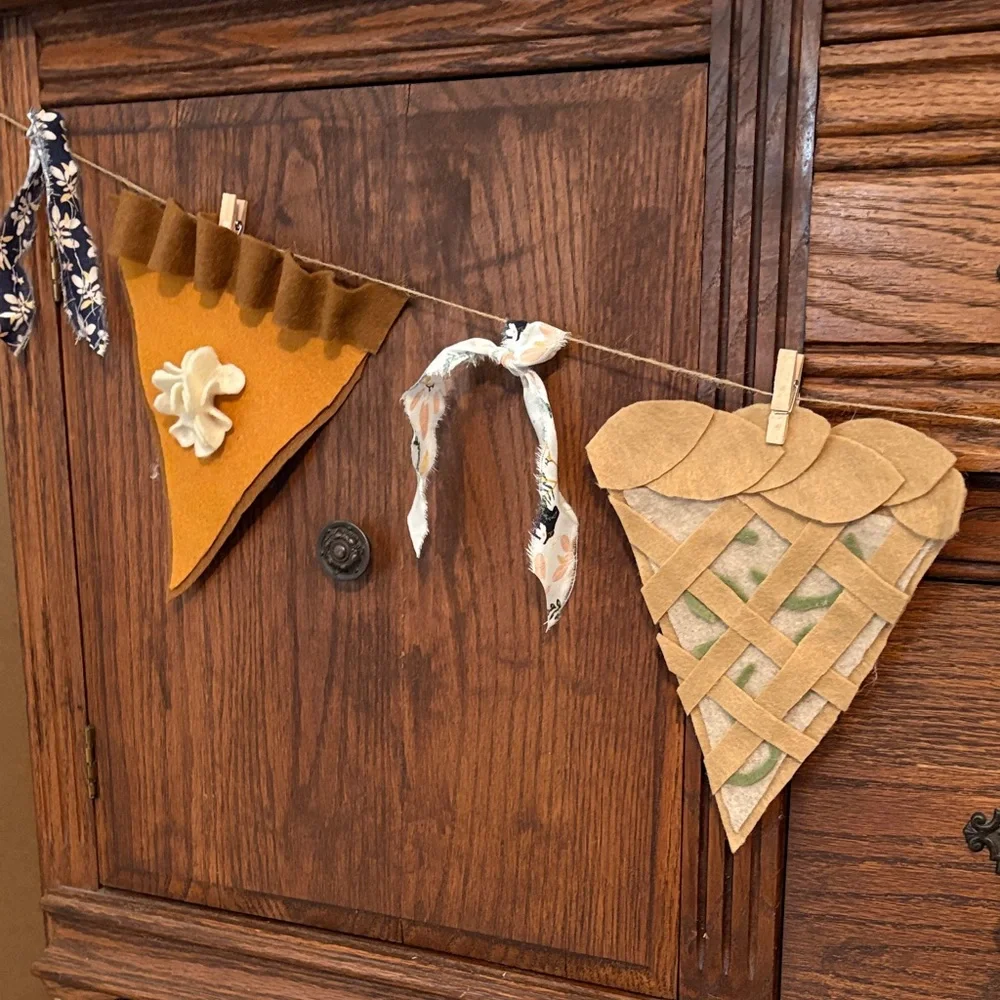 Handmade Thanksgiving Fall Rustic Pie Slice Garland